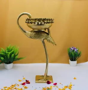 Metal bronze Sculpture Antique Finished Flower Pot On Swan Neck Best Price Indoor Diwali Decoration Brass Flower Pot Diya Urli