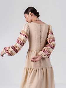 Robe ukrainienne élégante de style bohème avec broderie à la main à encolure en V, coupe ample, pour les vêtements de plage en coton pour femmes. - Product Image 2