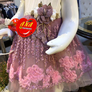 Robe de fête pour bébé fille avec bordure florale et bandeau, design fantaisie, robe occidentale, robes pour enfants - Product Image 4