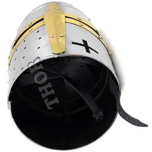 Medieval Templar Warrior Helmet Crusader Knight Halloween Templar Armor Greek Steel Helmet Chrome Polished - Product Image 2