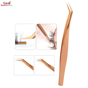 New Volume Nose Tweezers Golden Color Custom Tweezers <b>Eyelash</b> Extensions Lash <b>Applicator</b> Tweezer - Product Image 5