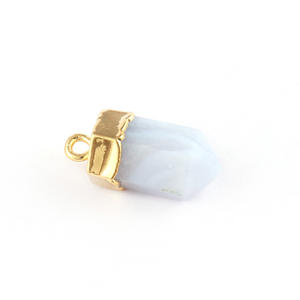 Pendentif pointeur en agate de dentelle bleue bijoux à breloques à caution unique électrolytique - Product Image 2