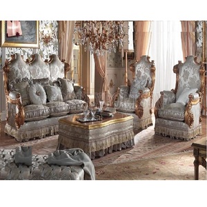 Meubles de salon de style baroque en bois, ensemble de canapés de salon de style européen, salon indien en bois sculpté élégant de style turc - Product Image 1