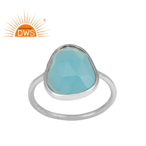 Talpe Shape Aqua Chalcedony Gemstone <b>Ring</b> Jewelry Manufacturer Solid 925 Sterling Silver <b>Statement</b> <b>Ring</b> Wholesaler - Product Image 1