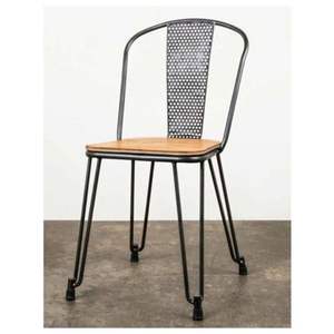 Modern Industrial Vintage Iron <b>Metal</b> Dining <b>Chair</b> Wooden Top for Apartment School Home Furniture Use for Bathroom Hospital - Product Image 1