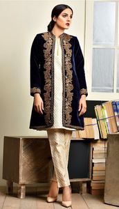 BEAUTIFUL EMBROIDERY WITH CRYSTAL GLASS BEADS,DABKA,WORK ON STYLISH KAMEEZ,<b>JACKET</b> WITH PANT DRESS for Party-WEAR /WEDDING@ 2022 - Product Image 2