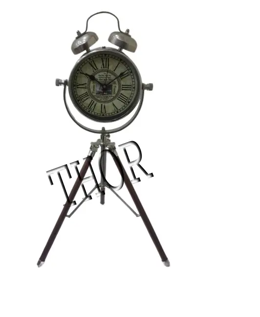Nautical Maritime Vintage Table Desk Clock With Wooden Tripod Stand Modern Kitchen Clock with Mirror Backside for Living Room