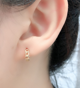 ROXI-pendientes de aro de Plata de Ley 925 para mujer, diseño sencillo clásico, con patrón de cadena - Product Image 4