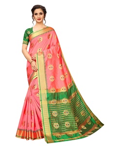 New Trending Banarasi Silk <b>Saree</b> <b>Blouse</b> Piece Free Size Party Wear Indian Women's Sari Wholesale Surat - Product Image 1