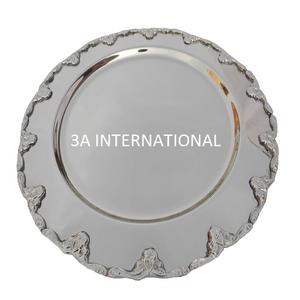 Plato Decorativo con Borde Repujado y Acabado en Níquel, Platos para Servir Postres en Fiestas, Plato para Servir Alimentos, Platos para Cena - Product Image 1