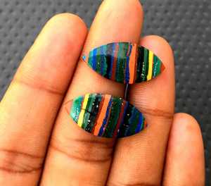 Natural <b>Rainbow</b> Calsilica Gemstone Smooth Marquise Shape Beautiful Flat Back Cabochons Wholesale Top Quality - Product Image 4