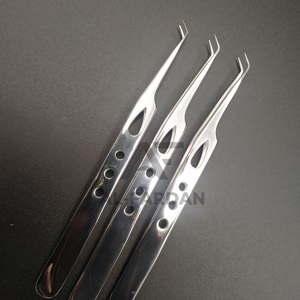 Meilleure vente de pinces à cils en acier inoxydable de haute qualité à 45 degrés avec poignées dentelées au prix de gros - Product Image 2