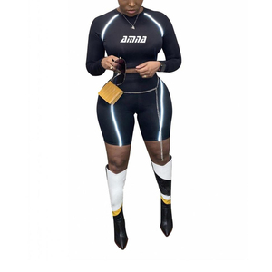 Top corto de gran tamaño para mujer, conjunto de verano con luz reflectante, Media manga - Product Image 1