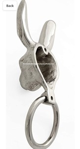 ที่เคาะประตูรูปหน้ากระต่ายแบบคลาสสิก สำหรับบ้าน โรงแรม ร้านอาหาร ทำจากทองเหลืองขัดเงาสีเงิน อุปกรณ์ตกแต่งประตูหน้าต่าง มือจับประตู - Product Image 6