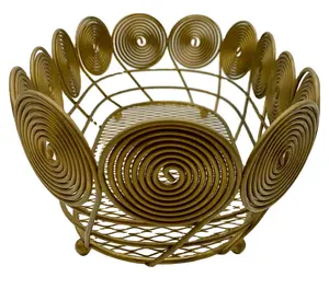 <b>Hamper</b> Basket in Metal with Gold Color Finished Perfect for Festive Party and Wedding Decoration Supplies - Product Image 1