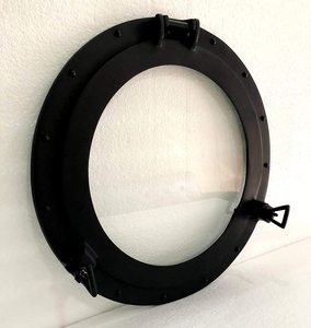 <b>Mirrors</b>(old) Black <b>Mirror</b> Aluminum 17 "<b>Porthole</b> Black Finish Port Window Glass Ship <b>Porthole</b> Decor Nautical Brass <b>Porthole</b> Mirr - Product Image 2