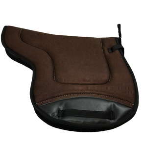 Tapis de selle synthétique marron pour l'équitation, confortable, en coton et cuir, avec rembourrage en mousse, ajusté en cuir - Product Image 1