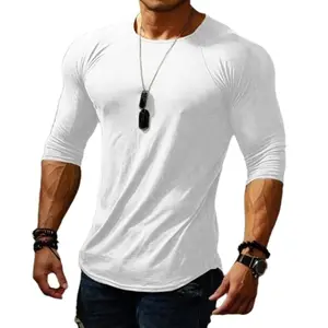 2024 yeni varış boş T shirt özel Logo baskı yüceltilmiş spor T shirt erkekler egzersiz T shirt ucuz fiyat