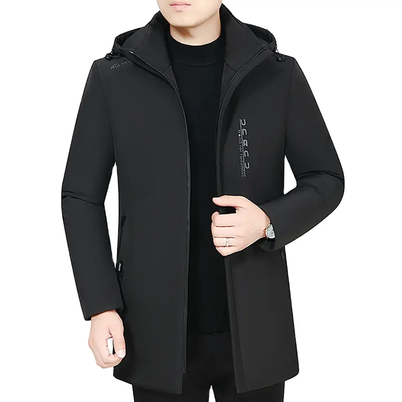 Simplee — manteaux d'hiver longs antidérapants pour hommes, veste, parka épaisse, matelassé, en coton, avec capuche amovible, imperméable, coupe-vent