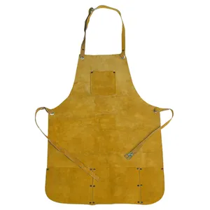 Cowhide Suede Welding <b>Apron</b> With Adjustable Stripe Flame Retardant Welding <b>Apron</b> - Product Image 1