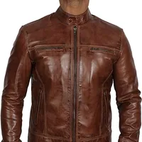 Veste en cuir marron pour hommes, blouson de qualité supérieure, en vrai cuir d'agneau, taille personnalisée, offre spéciale, 2021