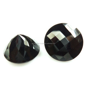 Piedra de Ónice Negro Natural de 10 mm, Gema Suelta, Redonda, Ovalada, Multiforma, Facetada, Corte Checker, Calidad 4A - Product Image 1
