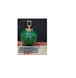 Urna de cremación de latón verde para cenizas, suministros funerarios de la India - Product Image 1