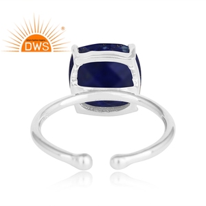 Anillo de plata con diseño de lapislázuli para mujer, conjunto de joyería fina - Product Image 3