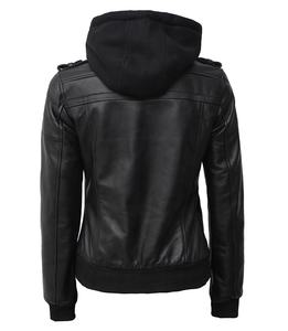 Chaqueta de Motociclista para Mujer, de Cuero Vacuno de Alta Calidad, con Capucha, Ajustada, Impermeable, Moderna, Ligera, con Forro de Seda para Invierno - Product Image 6