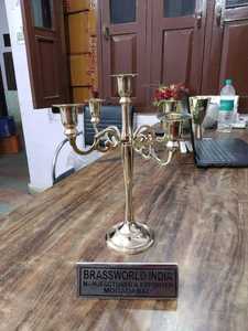 Candelabro de latón de 5 brazos, suministros de Iglesia, Brassworld, India, nuevo diseño - Product Image 4