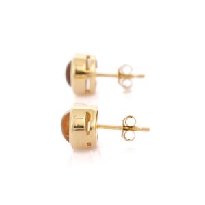 ตุ้มหูหินซิทรินทรงกลมธรรมชาติ14K,กระดุมอัญมณีสีเหลืองทองจิวเวลรี่แฟชั่นสำหรับสตรี - Product Image 3