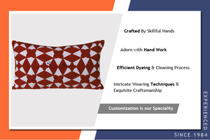 Almohada Lumbar Geométrica Moderna al Mejor Precio, Rectangular Roja y Blanca, Lavable, Decorativa, con Diseño Textil Cosido - Product Image 3