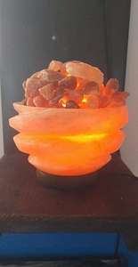 Lampe au sel rose de l'Himalaya sculpté fleur ange amour nautique décor à la maison Feng Shui Compatible panier artisanat naturel artisanat naturel - Product Image 6