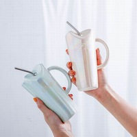 Tasse en céramique créative en forme de cœur, 16oz, personnalisable, tasse de luxe, grande tasse en céramique, tasse de voyage pour café, 480ML