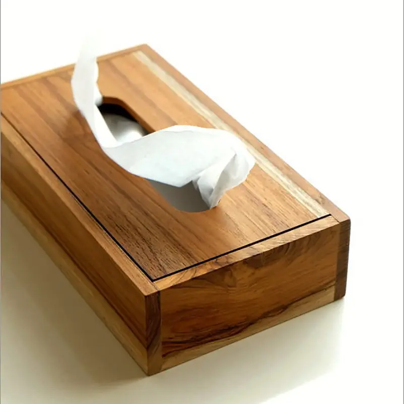 Caja pequeña de pañuelos de madera de bambú para mesa, soporte de papel para servilletas, venta al por mayor, WhatsApp: + 84 961005832