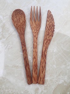 Ensemble de couverts écologiques en bois de coco artisanal, couteau, cuillère, fourchette, kit complet, provenant d'une usine du Vietnam, exportation durable en gros - Product Image 6