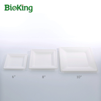 BioKing Assiettes de bagasse compostables jetables Canne à sucre Accessoires culinaires écologiques biodégradables