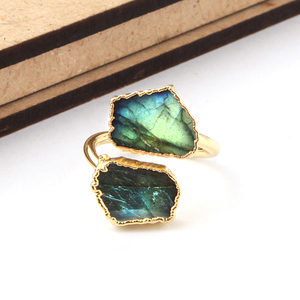 Bague en pierre précieuse Labradorite Multi-Fire Double Stone Designer Jewelry pour les fêtes de mariage Réglable Populaire Galvanoplastie pour - Product Image 3