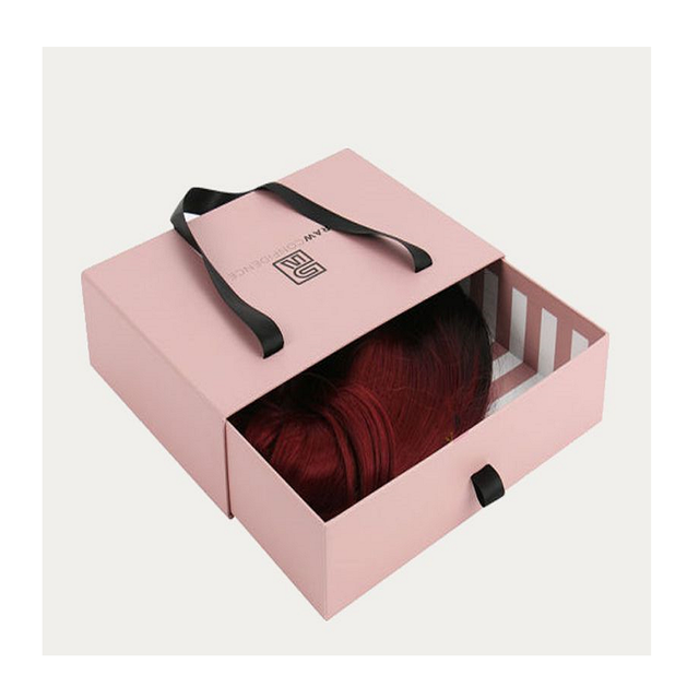 Custom Made Logo Printed Art Paper Folders with UV Coating and Ribbon Tie for Hair Extension Packaging