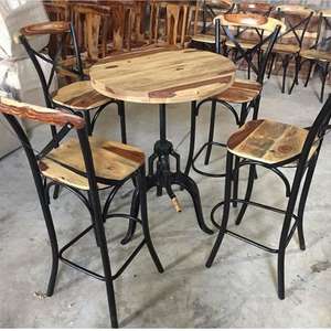 Taburete de Bar Industrial de Hierro con Respaldo Cruzado, Plegable, Estilo Antiguo, para Hotel y Comedor - Product Image 2