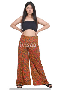 Offre Spéciale 2023 nouveau Design Boho imprimé Viscose soie Plazo pantalon pleine longueur tenue décontracté Plazo pantalon pour filles et femmes - Product Image 4