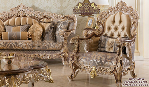 Conjunto de sofá tallado a mano, mueble turco clásico de 5 plazas, estilo francés, para sala de estar, juego de sofá tallado a mano de estilo europeo - Product Image 4