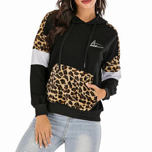 Sweatshirt à capuche avec poches latérales pour femme, sweat-shirt imprimé guépard, style kangourou - Product Image 4
