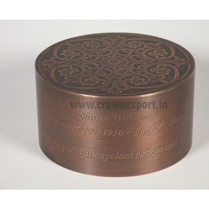 Urna de cremación de cobre con forma de ataúd grande, recuerdo de cenizas humanos y urna de Mascota, servicio funerario con acabado antiguo al mejor precio del mercado - Product Image 4