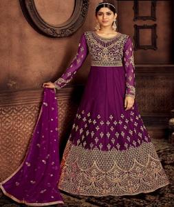 Georgette-Vestido largo de trabajo con bordado, ropa de estilo étnico para boda, Salwar, Kameez, Anarkali - Product Image 1