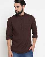 Kurta de coton traditionnel pour hommes, avec de nombreux boutons brillants, 3 poches de poitrine de Style séduisant