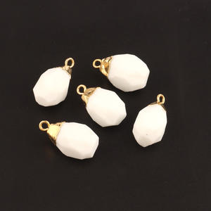 Pepitas de ágata blanca natural personalizadas, conector de una sola bola, oro elegante, galvanizado, gemas, dijes, conectores de joyería - Product Image 3