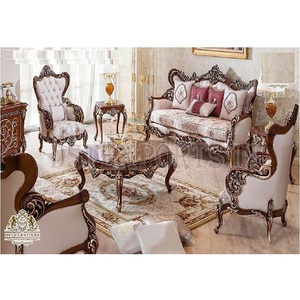 Ensemble de canapés de salon de style classique Queen, ensemble de canapés traditionnels sculptés, finition brillante, sculptés à la main, meubles de salon formels - Product Image 1