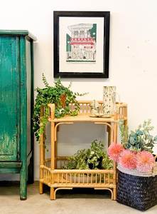 Mesa de consola de madera de ratán de 2 niveles marca SISU para caja de almacenamiento de cocina empaquetada al por mayor sala de estar - Product Image 2