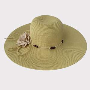 Sombrero de Playa de Alta Calidad a Bajo Precio con Decoración Floral, Sombrero de Paja de Verano para Damas, Hecho a Mano en Vietnam - Product Image 5